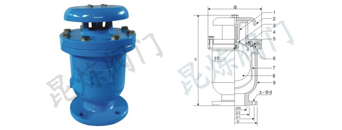 CARX新型復合式排氣閥結構圖- 上海昆煉閥門制造有限公司 CARX新型復合式排氣閥結構圖- 上海昆煉閥門制造有限公司