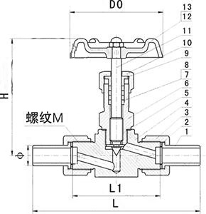 J23W外螺紋針型截止閥結構圖- 上海昆煉閥門制造有限公司 J23W外螺紋針型截止閥結構圖- 上海昆煉閥門制造有限公司