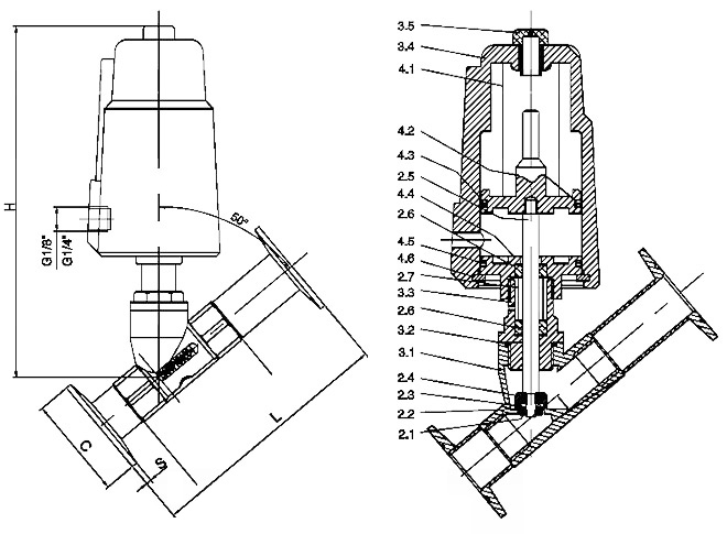 Y685F全不銹鋼氣動快裝角座閥結構圖- 上海昆煉閥門制造有限公司 Y685F全不銹鋼氣動快裝角座閥結構圖- 上海昆煉閥門制造有限公司