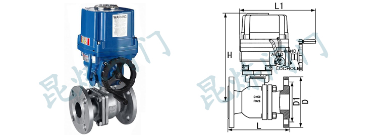 FQ941F電動防爆法蘭球閥結構圖- 上海昆煉閥門制造有限公司 FQ941F電動防爆法蘭球閥結構圖- 上海昆煉閥門制造有限公司