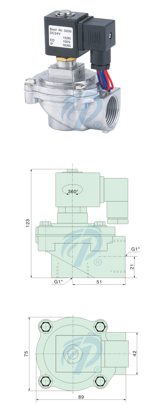鋁合金直角式脈沖電磁閥尺寸規格