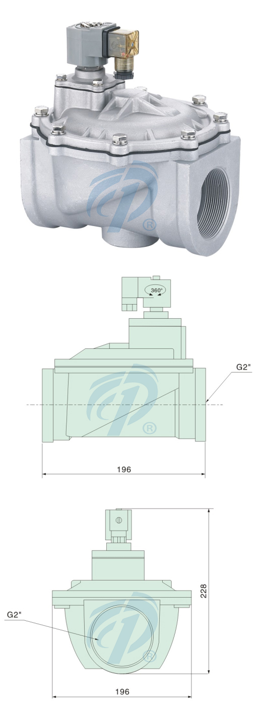 鋁合金直通式袋式脈沖閥尺寸規格