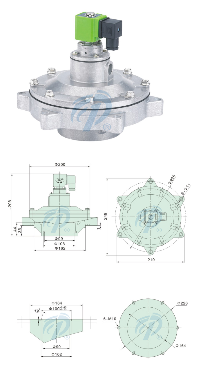 嵌入式布袋除塵閥尺寸規格