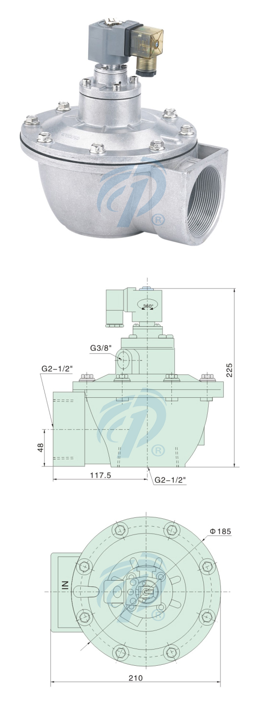 鋁合金直角式噴吹閥尺寸規格