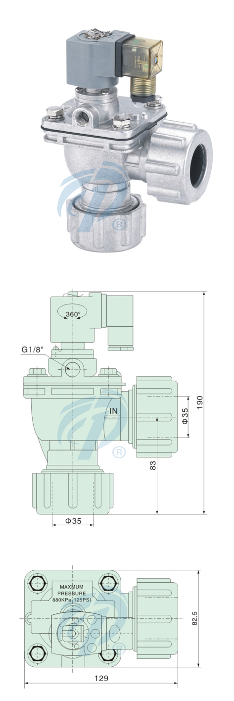 直角帶螺母式布袋除塵閥尺寸
