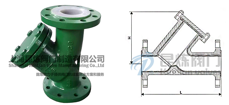 GL41F46襯氟Y型過濾器結構圖- 上海昆煉閥門制造有限公司 GL41F46襯氟Y型過濾器結構圖- 上海昆煉閥門制造有限公司