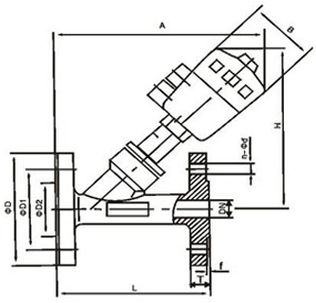 Y645F氣動法蘭角座閥結構圖- 上海昆煉閥門制造有限公司 Y645F氣動法蘭角座閥結構圖- 上海昆煉閥門制造有限公司