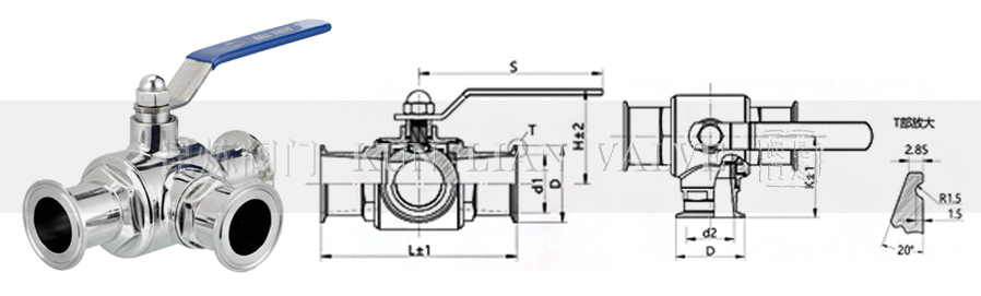 Q84F、Q85F三通快裝球閥結構圖- 上海昆煉閥門制造有限公司 Q84F、Q85F三通快裝球閥結構圖- 上海昆煉閥門制造有限公司