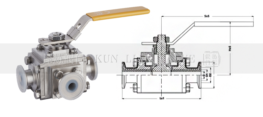 Q84F46、Q85F46卡箍三通襯氟球閥結(jié)構(gòu)圖- 上海昆煉閥門制造有限公司 Q84F46、Q85F46卡箍三通襯氟球閥結(jié)構(gòu)圖- 上海昆煉閥門制造有限公司