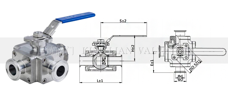 Q84F-16P分體式三通球閥 Q84F-16P分體式三通球閥