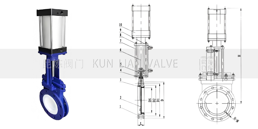 PZ673TC氣動排渣漿液陶瓷閘閥結構圖- 上海昆煉閥門制造有限公司 PZ673TC氣動排渣漿液陶瓷閘閥結構圖- 上海昆煉閥門制造有限公司