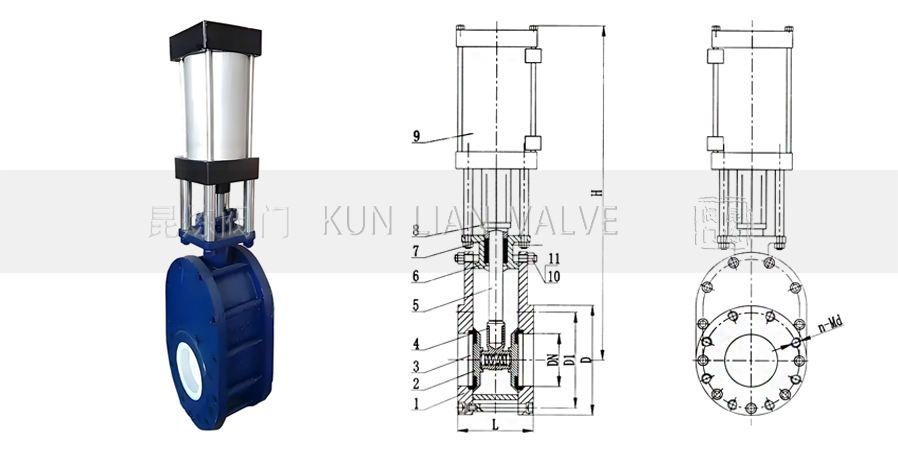 Z674TC氣動出料陶瓷閘閥結構圖- 上海昆煉閥門制造有限公司 Z674TC氣動出料陶瓷閘閥結構圖- 上海昆煉閥門制造有限公司