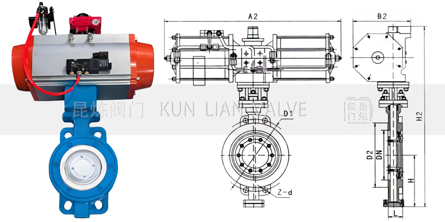 D673TC氣動對夾陶瓷蝶閥結(jié)構(gòu)圖- 上海昆煉閥門制造有限公司 D673TC氣動對夾陶瓷蝶閥結(jié)構(gòu)圖- 上海昆煉閥門制造有限公司