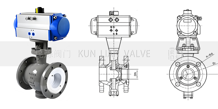 PQ640TC氣動偏心半陶瓷球閥結構圖- 上海昆煉閥門制造有限公司 PQ640TC氣動偏心半陶瓷球閥結構圖- 上海昆煉閥門制造有限公司