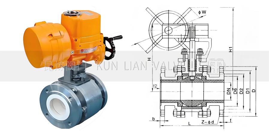 Q941TC電動陶瓷球閥結構圖- 上海昆煉閥門制造有限公司 Q941TC電動陶瓷球閥結構圖- 上海昆煉閥門制造有限公司